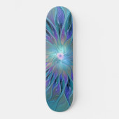 Blauwe Paarse bloem Abstracte fractale kunst Skateboard (Voorkant)