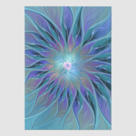 Blauwe Paarse bloem Abstracte fractale kunst Tissuepapier