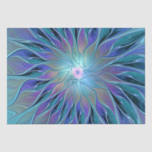 Blauwe Paarse bloem Abstracte fractale kunst Tissuepapier