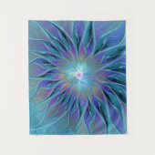 Blauwe Paarse bloem Abstracte fractale kunst Wandkleed (Voorkant)