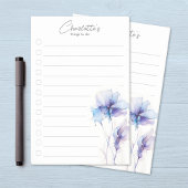 Blauwe Paarse bloem gepersonaliseerde to-do lijst Post-it® Notes