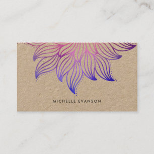 Blauwe Paarse Bloem Mandala Bohemian Kraft Visitekaartje