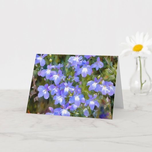 blauwe paarse bloemen Art Note Kaart (Kleine Plant)