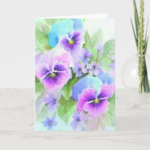 Blauwe paarse bloemen sympathie wenskaart kaart