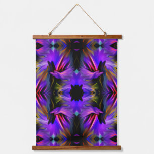 Blauwe Paarse borstel werpt Abstracte kunst Hangend Wandkleed