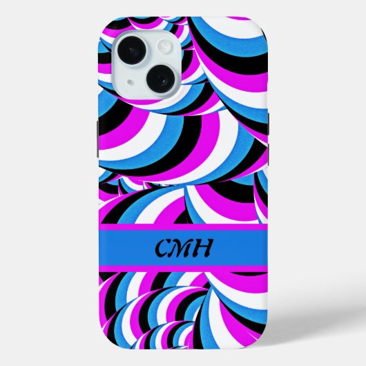 Blauwe Paarse buisvormige zwendels met Initialen Case-Mate iPhone Case (Achterkant)