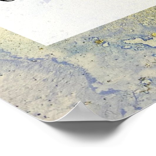 Blauwe, Paarse en Gold Abstracte alcoholinkt DIY Poster (Hoek)