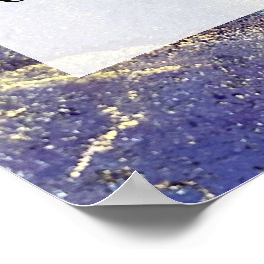 Blauwe, Paarse en goudkleurige alcoholinkt Poster (Hoek)