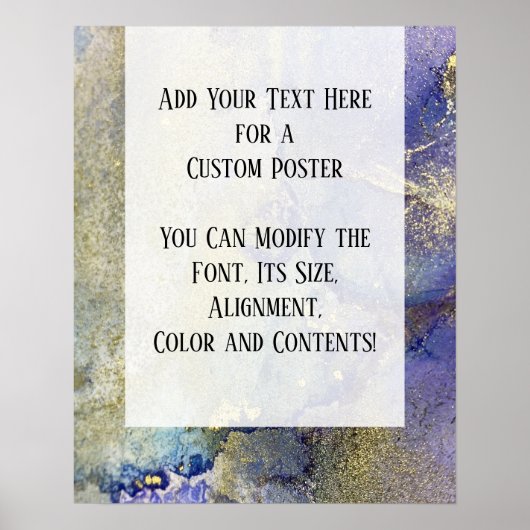 Blauwe, Paarse en goudkleurige alcoholinkt Poster (Voorkant)