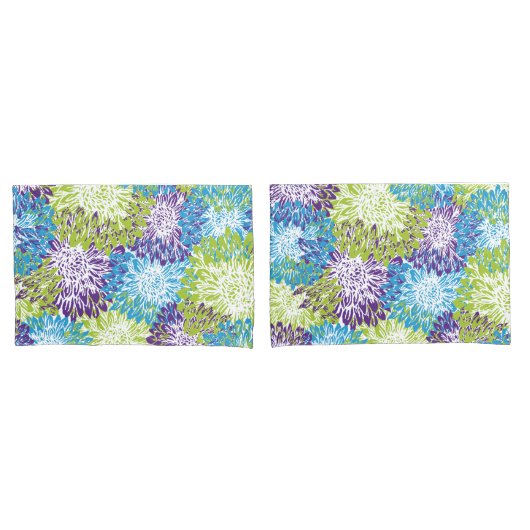 Blauwe, Paarse en kalkgroene tandwielen Kussensloop (Voorkant-Set)