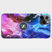 Blauwe, Paarse en Rode Violet Vloeibare inkt, Mono iPhone Hoesje (Achterkant horizontaal)