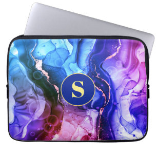 Blauwe, Paarse en Rode Violet Vloeibare inkt, Mono Laptop Sleeve