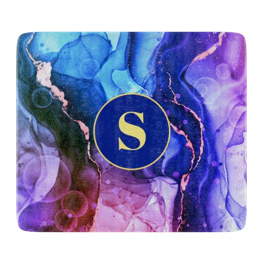 Blauwe, Paarse en Rode Violet Vloeibare inkt, Mono Snijplank (Voorkant)