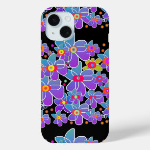 Blauwe Paarse Flower Burst Zwart