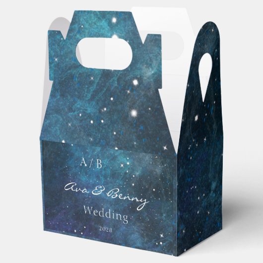 Blauwe Paarse Galaxy bruiloft Bedankdoosjes (Geopend)