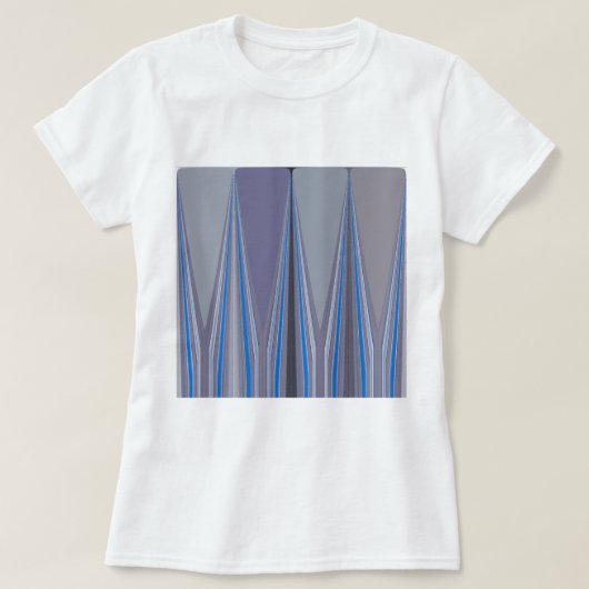 Blauwe, Paarse, grijze Chevron Art Print T-shirt (Design voorkant)