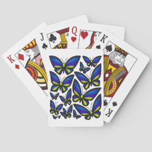 Blauwe Paarse groene vleugels nu Pokerkaarten