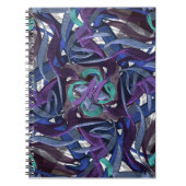 Blauwe, Paarse, groene wervelingen Notitieboek (Voorkant)
