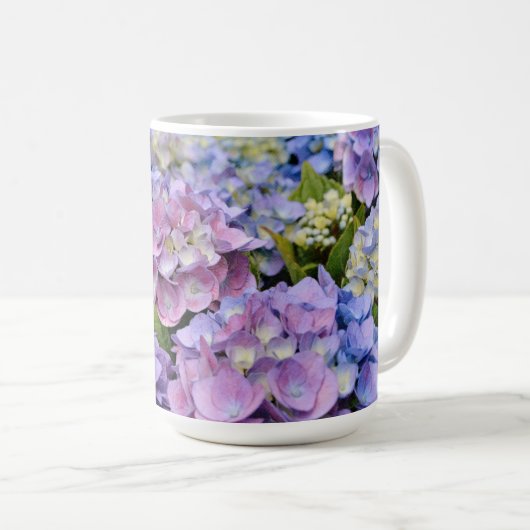 Blauwe Paarse Hydrangea Bloem Bloemen Mok Cup (Voorkant rechts)