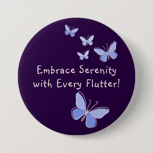 Blauwe Paarse Kaleidoscoop Vlinder Slogan Violet Ronde Button 7,6 Cm