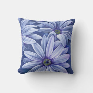 Blauwe paarse lila daisy osteospermum kussen