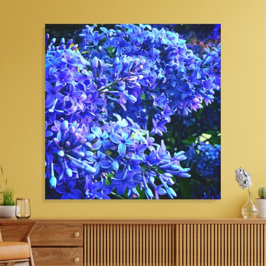 Blauwe paarse lilacs romantische blauwe foto canvas afdruk (Insitu (Woonkamer))