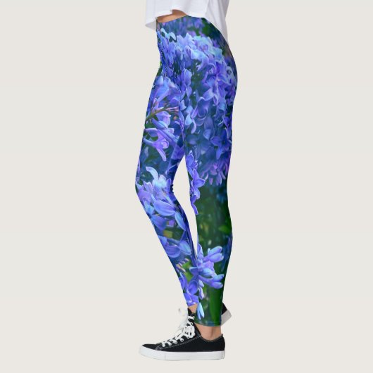 Blauwe paarse lilacs romantische blauwe foto leggings (Links)
