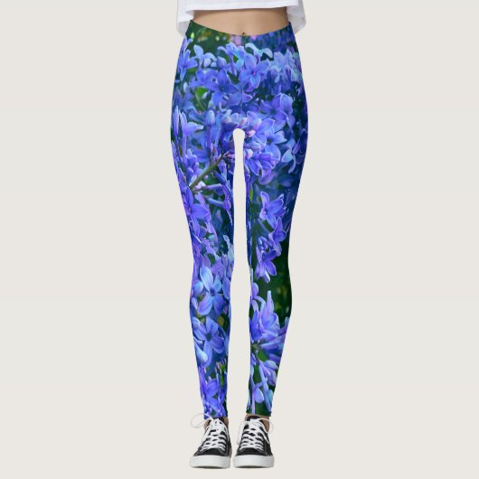 Blauwe paarse lilacs romantische blauwe foto leggings (Voorkant)