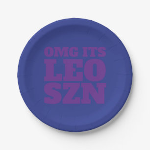 Blauwe Paarse OMG Het is Leo SZN Cool Papieren Bordje