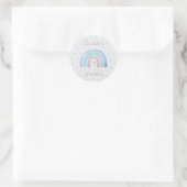 Blauwe Paarse pasteelregenboog eerste verjaardag Ronde Sticker (Tas)