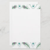 Blauwe Paarse peacock Briefpapier (Voorkant / Achterkant)
