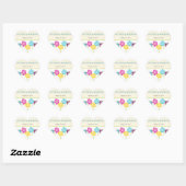Blauwe Paarse roze bloemen Typografie Weddenschap Hart Sticker (Vel)