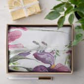 Blauwe Paarse roze Iris Flowers Waterverf Garden Tissuepapier (Geschenk)