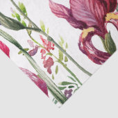 Blauwe Paarse roze Iris Flowers Waterverf Garden Tissuepapier (Detail)