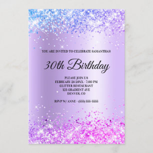 Blauwe Paarse roze ombre Sparkly Glitter Satin Fol Kaart