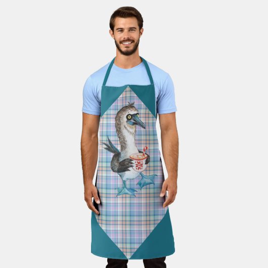 Blauwe Paarse roze prik-kerstpinguïn Schort (Gedragen)