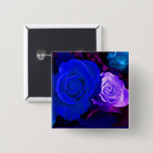 Blauwe Paarse Rozen Button - (Voorkant /achterkant)