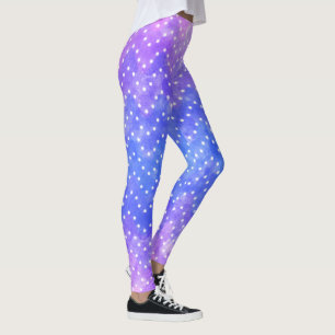 Blauwe Paarse Sterrennacht Sky Galaxy Waterverf Leggings