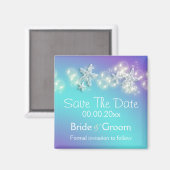 Blauwe paarse strandspreeuw magneet (Voorkant / Achterkant)