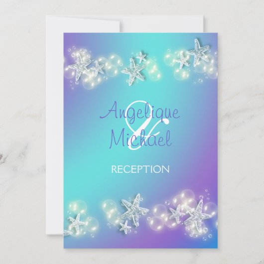 Blauwe paarse strandstrande kaart (Voorkant)