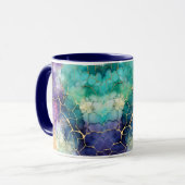 Blauwe Paarse Turquoise Perzik Alcohol & Inkt Bubb Mok (Voorkant links)