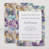 Blauwe Paarse vlinders Verjaardag Kaart (Voorkant / Achterkant)