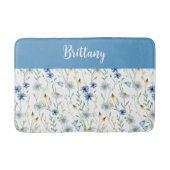 Blauwe Paarse Waterverf Wildflower Monogram Badmat (Voorkant)