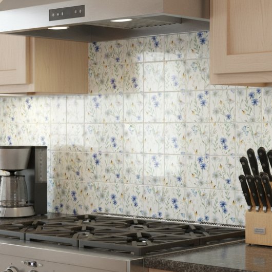 Blauwe Paarse Waterverf Wildflower Tegeltje