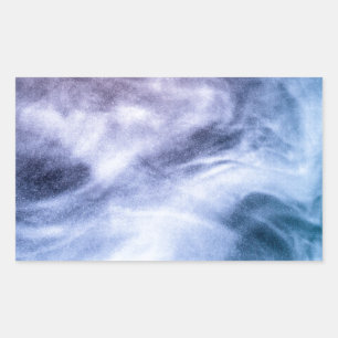 Blauwe paarse witte abstracte hemelse wolkenrook rechthoekige sticker