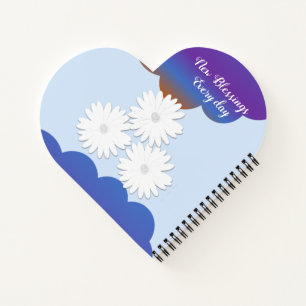 Blauwe Paarse wolk met witte bloemplanner Notitieboek