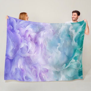 Blauwe & paarse wolkenwerveling fleece deken