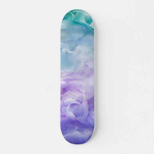 Blauwe & paarse wolkenwerveling skateboard (Voorkant)