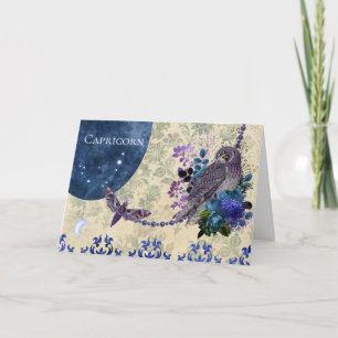 Blauwe Paarse Zodiac Capricorn Birthday Kaart