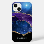 Blauwe Paarse zwarte sterrenmelkmonogram Case-Mate iPhone Case (Achterkant)